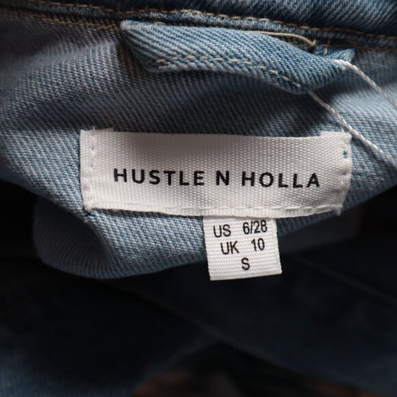 Hustle N Holla Felicity Denim Shacket Women Blue Y2K Casual Trendy Oversized NWT - Picture 4 of 15